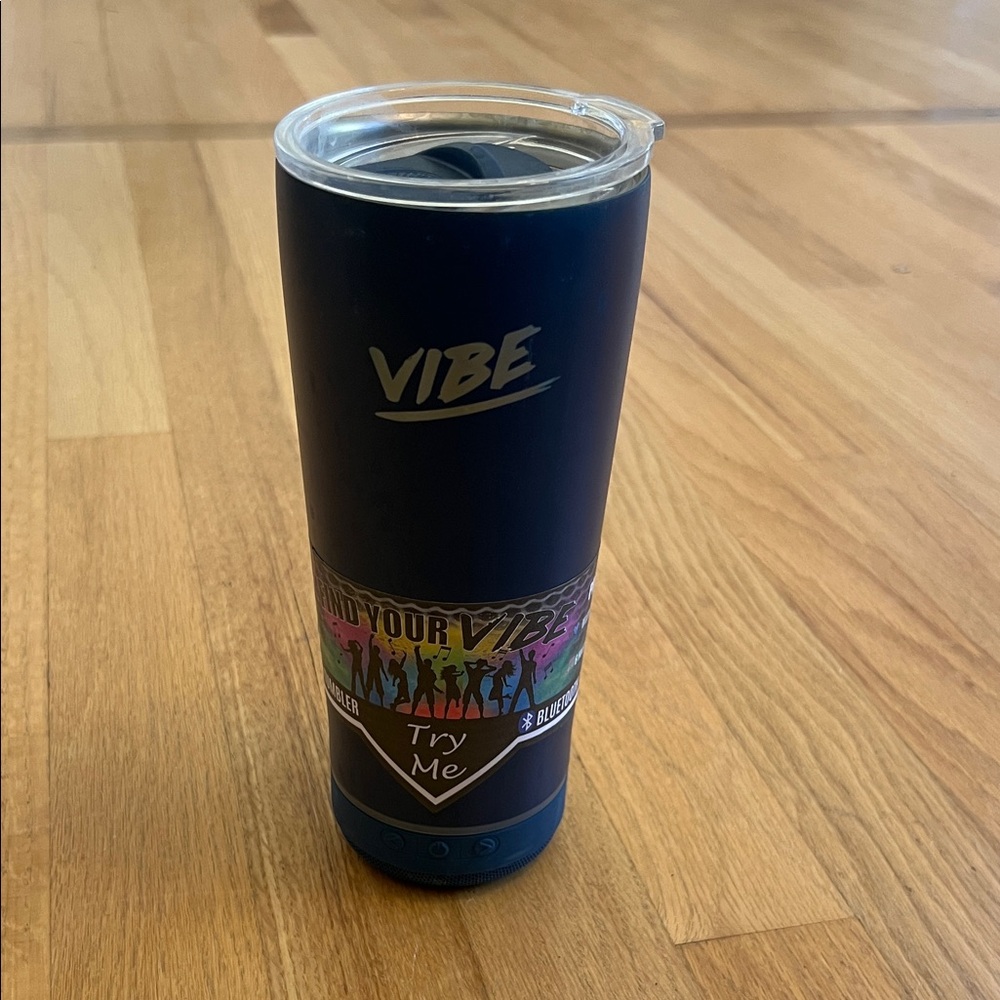 NEW 18 Oz Vibe Navy Portable Speaker Tumbler 24hrs COLD 8hrs HOT 6 hrs speaker